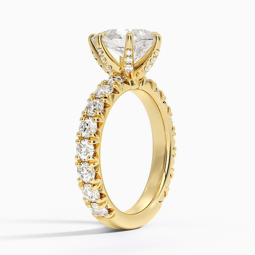 Ellora Three-Quarter Coverage Diamond Ring - Pear Center Stone