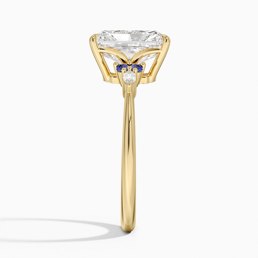 Nadia Sapphire and Diamond Ring - Radiant Cut Center Stone