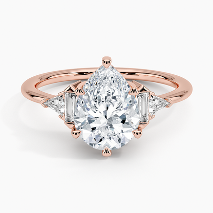 Edie Art Deco Diamond Ring (1/4 ct. tw.) - Pear Center Stone