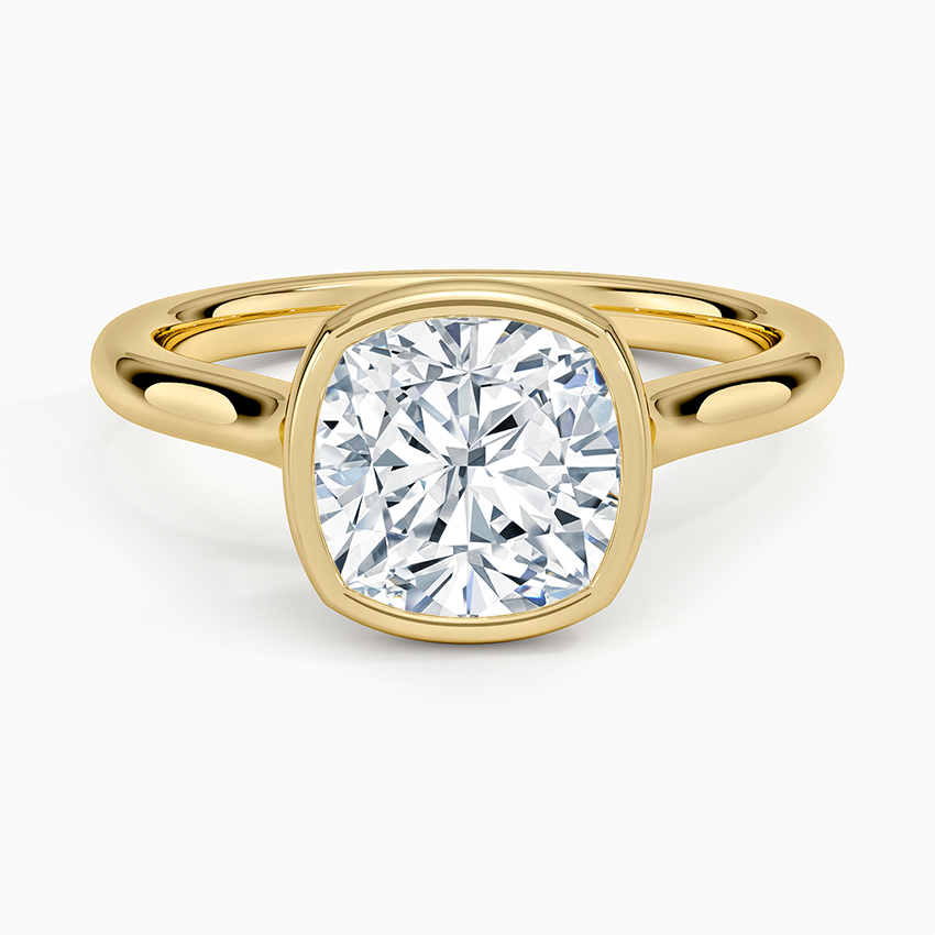 Luna 2mm Bezel Ring - Cushion Cut Center Stone