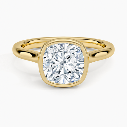 Luna 2mm Bezel Ring - Cushion Cut Center Stone