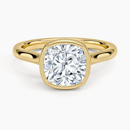Luna 2mm Bezel Ring - Cushion Cut Center Stone