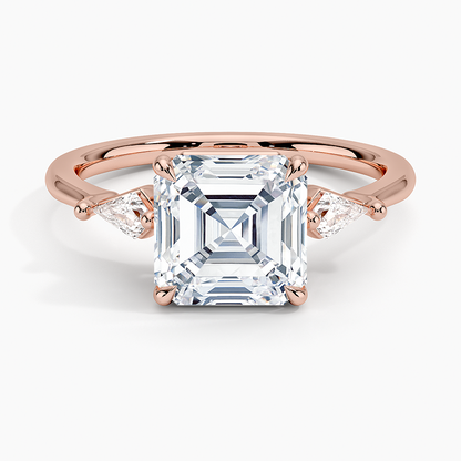 Cometa Three Stone Diamond Ring - Asscher Cut Center Stone