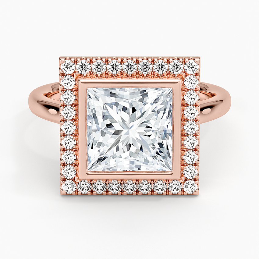 Bezel Halo Diamond Ring (1/4 ct. tw.) - Princess Cut Center Stone