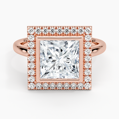 Bezel Halo Diamond Ring (1/4 ct. tw.) - Princess Cut Center Stone
