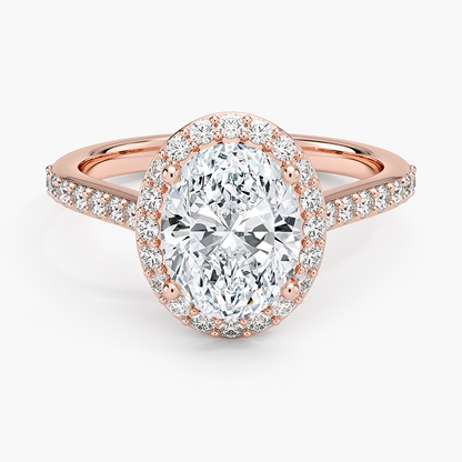 Halo Diamond Ring with Side Stones (1/3 ct. tw.) - Oval Center Stone
