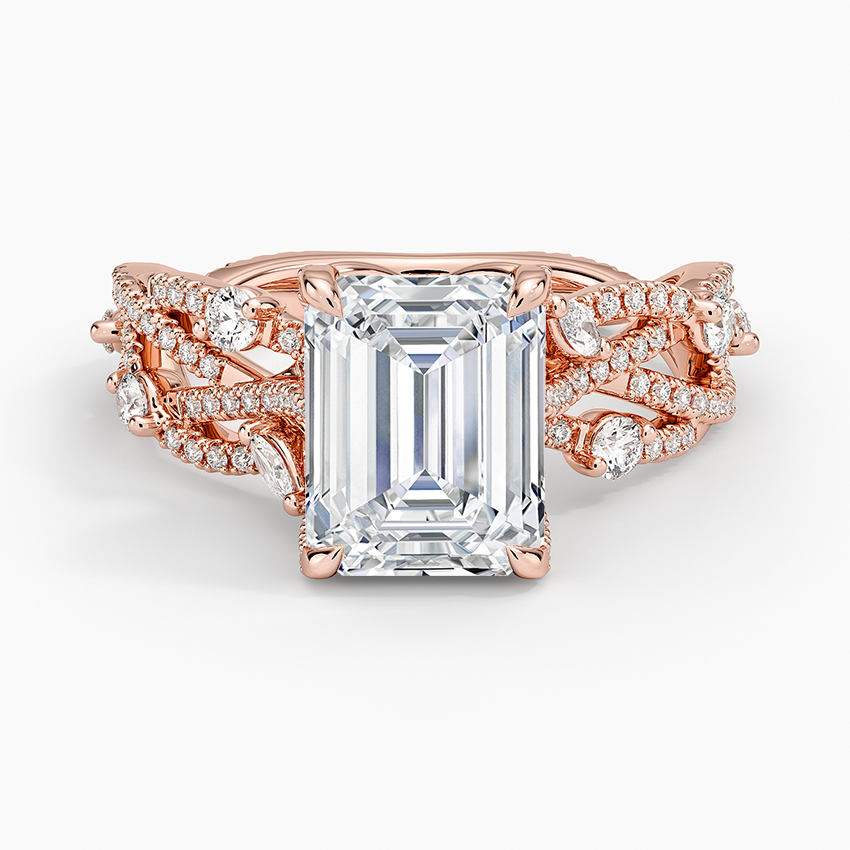 Grand Secret Garden Diamond Ring - Emerald Cut Center Stone