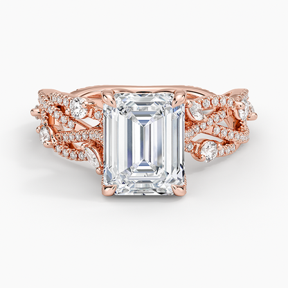 Grand Secret Garden Diamond Ring - Emerald Cut Center Stone