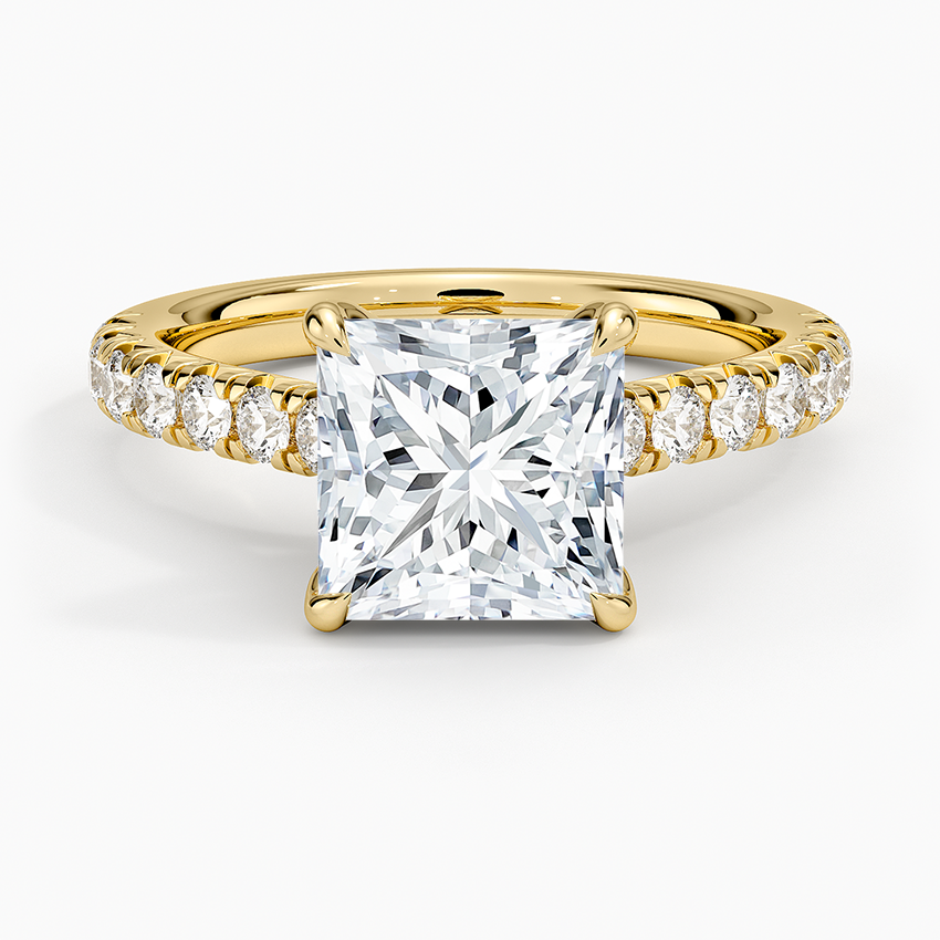 Sienna Half Coverage Diamond Ring - Princess Cut Center Stone