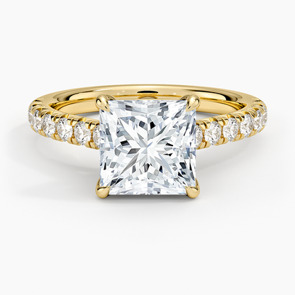 Sienna Half Coverage Diamond Ring - Princess Cut Center Stone