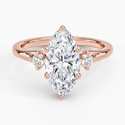 Floating Three Stone Diamond Ring - Marquise Center Stone
