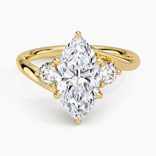 Atelier Three Stone Diamond Ring (1/3 ct. tw.) - Marquise Center Stone
