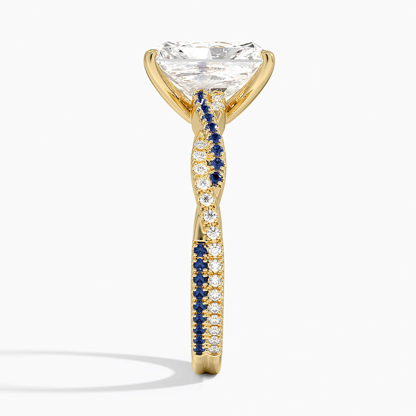 Petite Luxe Twisted Vine Sapphire and Diamond Ring (1/8 ct. tw.) - Radiant Cut Center Stone