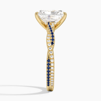 Petite Luxe Twisted Vine Sapphire and Diamond Ring (1/8 ct. tw.) - Radiant Cut Center Stone
