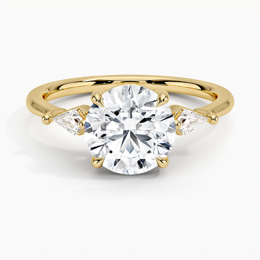 Cometa Three Stone Diamond Ring - Round Center Stone