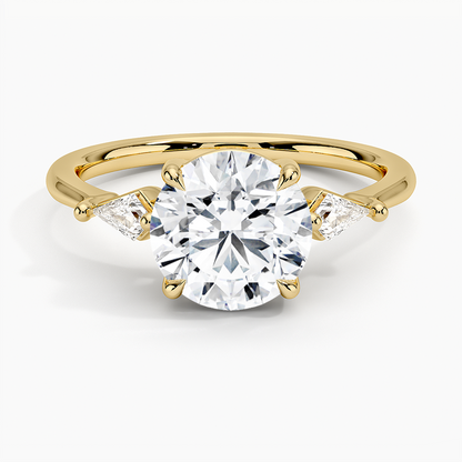 Cometa Three Stone Diamond Ring - Round Center Stone