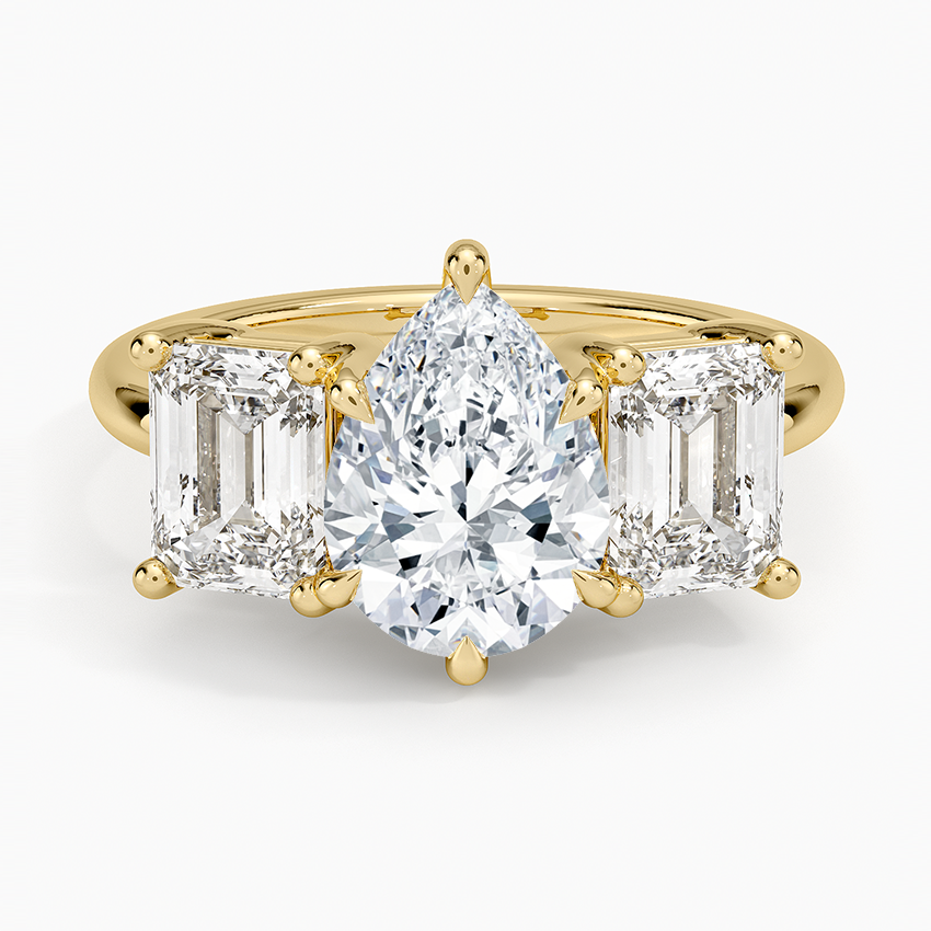 Luxe Rhiannon Three Stone Diamond Ring (1 1/10 ct. tw.) - Pear Center Stone