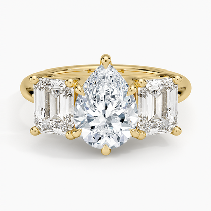 Luxe Rhiannon Three Stone Diamond Ring (1 1/10 ct. tw.) - Pear Center Stone