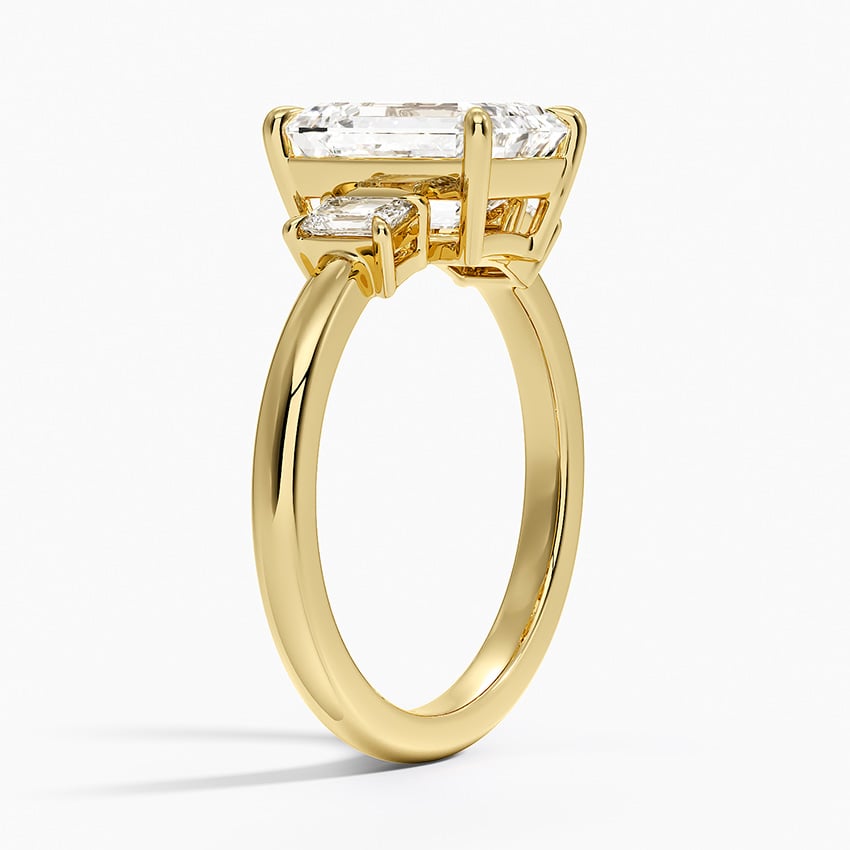 Petite Rhiannon Three Stone Diamond Ring (1/4 ct. tw.) - Emerald Cut Center Stone