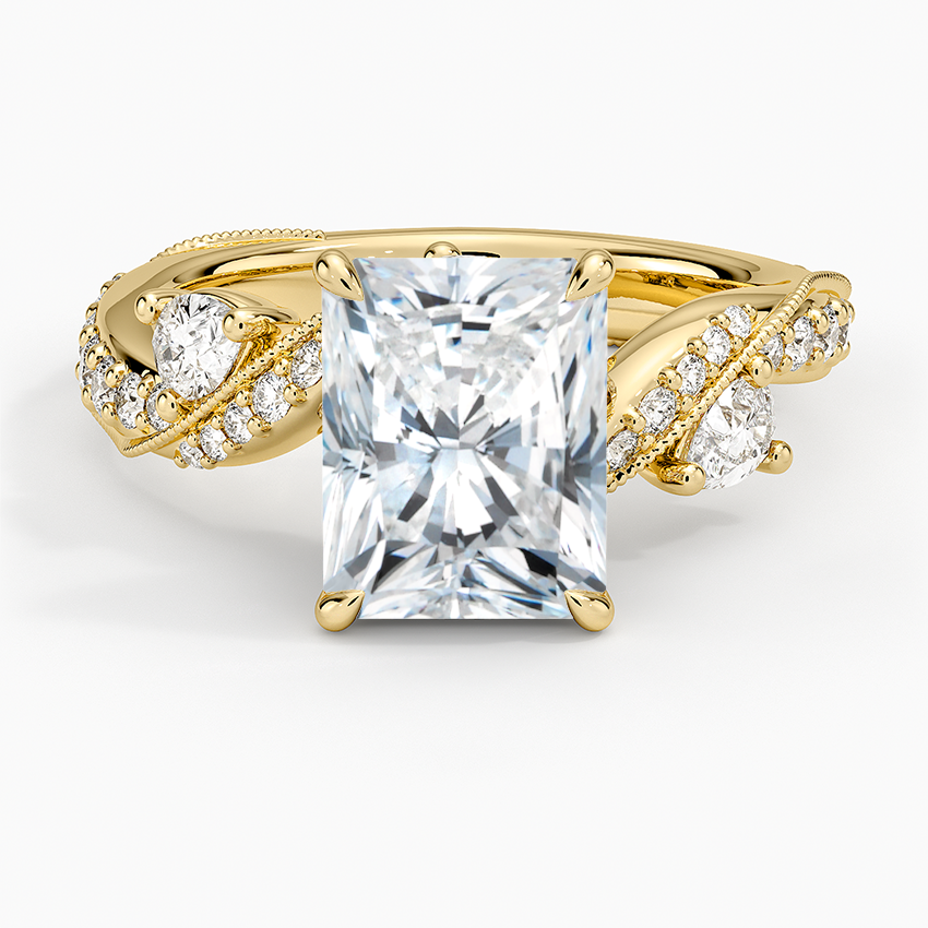 Grand Camellia Diamond Ring - Radiant Cut Center Stone