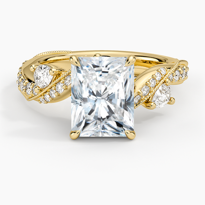 Grand Camellia Diamond Ring - Radiant Cut Center Stone