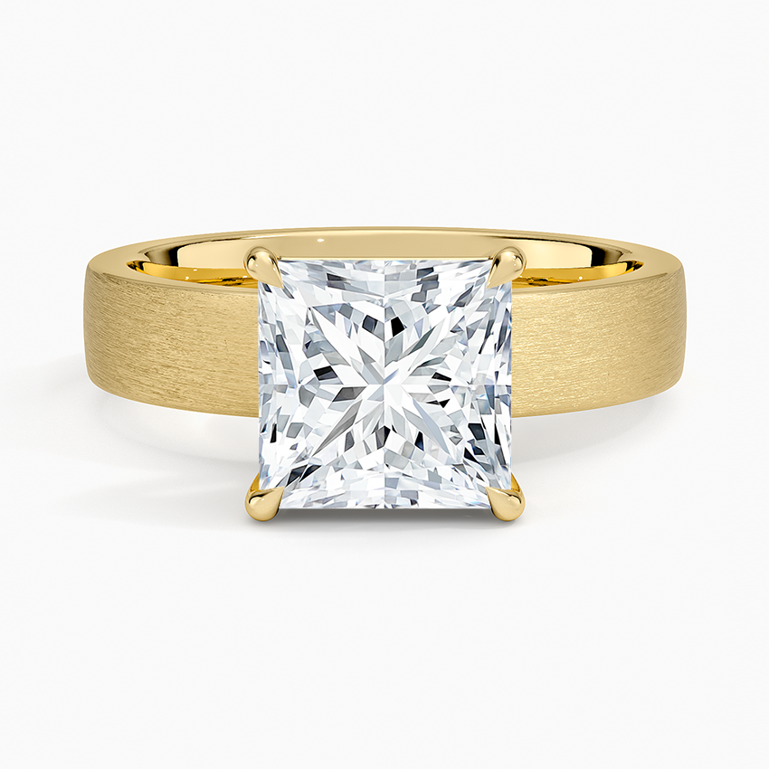 Peyton 4mm Satin Finish Solitaire Ring - Princess Cut Center Stone
