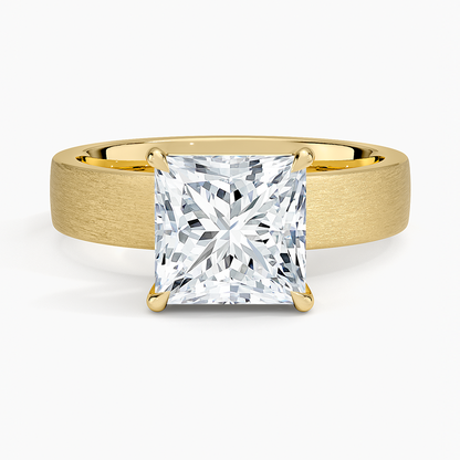 Peyton 4mm Satin Finish Solitaire Ring - Princess Cut Center Stone