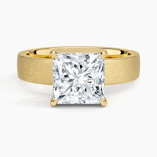 Peyton 4mm Satin Finish Solitaire Ring - Princess Cut Center Stone