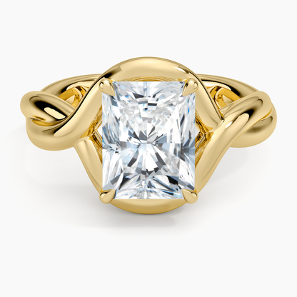 Bypass Twist Bezel Solitaire Diamond Ring - Radiant Cut Center Stone