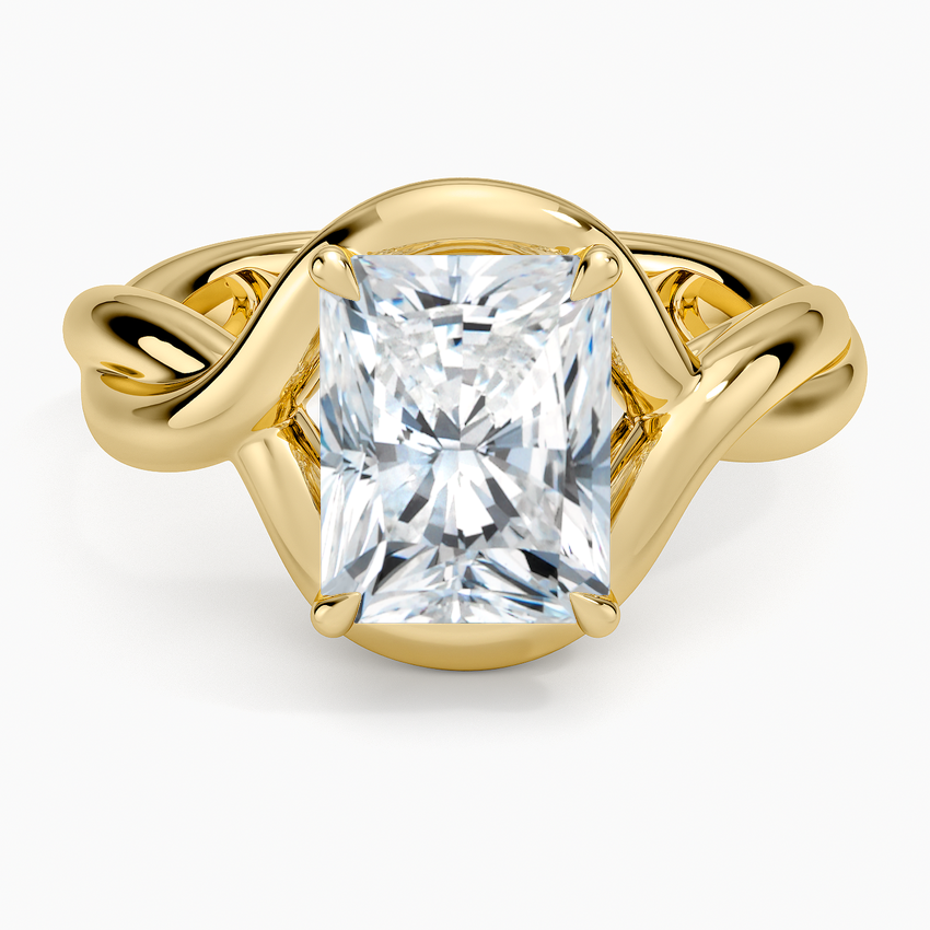 Bypass Twist Bezel Solitaire Diamond Ring - Radiant Cut Center Stone