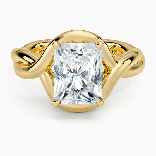 Bypass Twist Bezel Solitaire Diamond Ring - Radiant Cut Center Stone