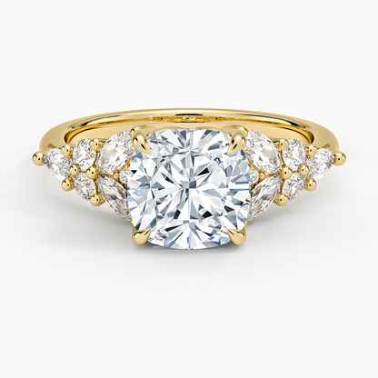 Nadia Taper Diamond Ring - Cushion Cut Center Stone