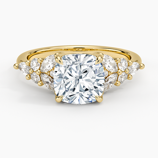 Nadia Taper Diamond Ring - Cushion Cut Center Stone