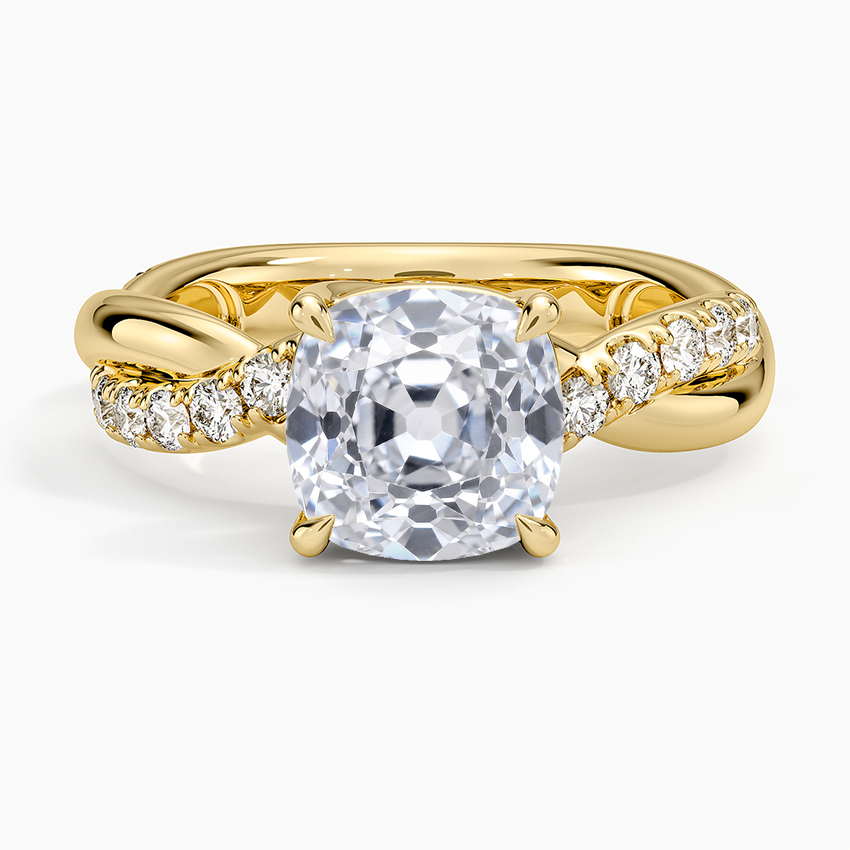 Cascade Twisted Diamond Ring - Old Mine Cut Center Stone