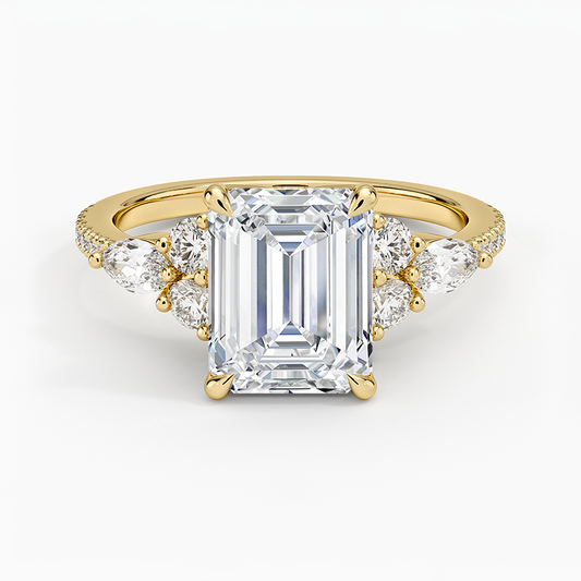 Luxe Nadia Pavé Diamond Ring (1/2 ct. tw.) - Emerald Cut Center Stone