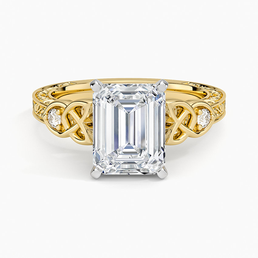 Aberdeen Celtic Diamond Ring - Emerald Cut Center Stone