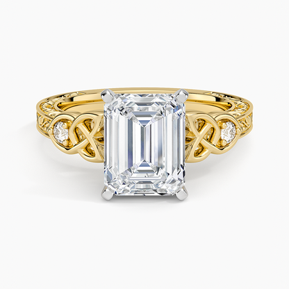 Aberdeen Celtic Diamond Ring - Emerald Cut Center Stone