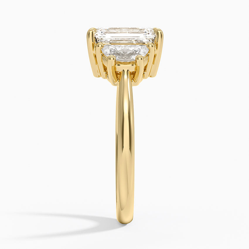 Half Moon Three Stone Diamond Ring (1/2 ct. tw.) - Emerald Cut Center Stone