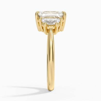 Half Moon Three Stone Diamond Ring (1/2 ct. tw.) - Emerald Cut Center Stone