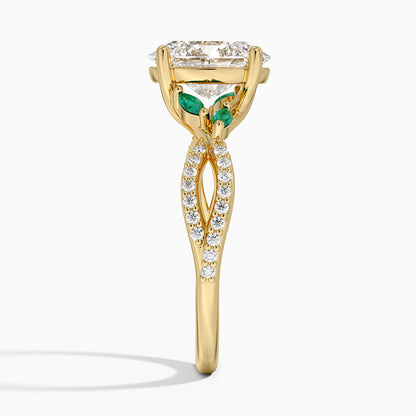 Luxe Willow Lab Emerald and Diamond Ring (1/8 ct. tw.) - Oval Center Stone