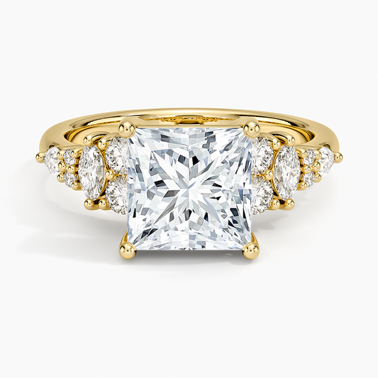 Jacqueline Diamond Ring - Princess Cut Center Stone