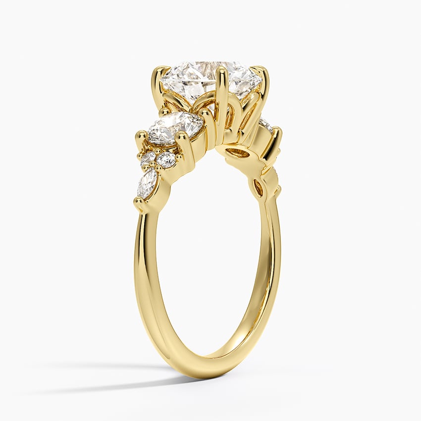 Luxe Nadia Three Stone Diamond Ring - Round Center Stone