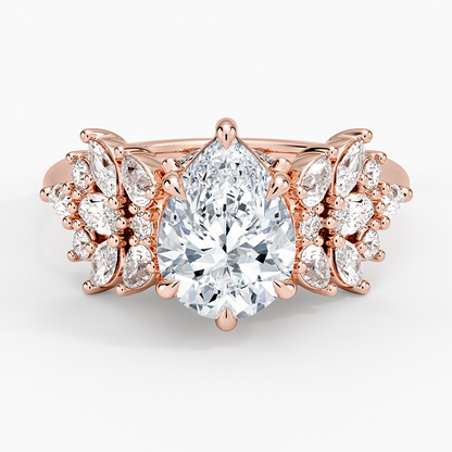 Grand Nadia Diamond Ring - Pear Center Stone