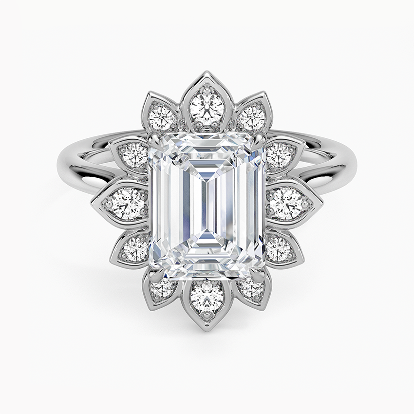 Fiore Halo Diamond Ring (1/4 ct. tw.) - Emerald Cut Center Stone