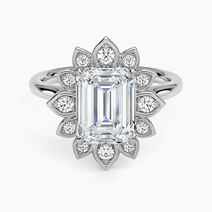 Fiore Halo Diamond Ring (1/4 ct. tw.) - Emerald Cut Center Stone