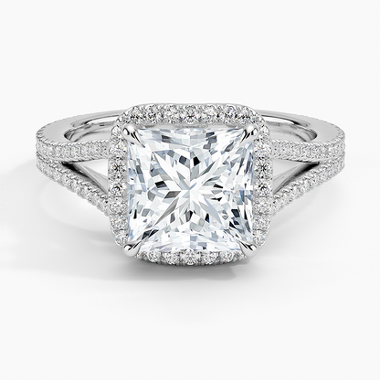 Fortuna Halo Diamond Ring (1/2 ct. tw.) - Princess Cut Center Stone
