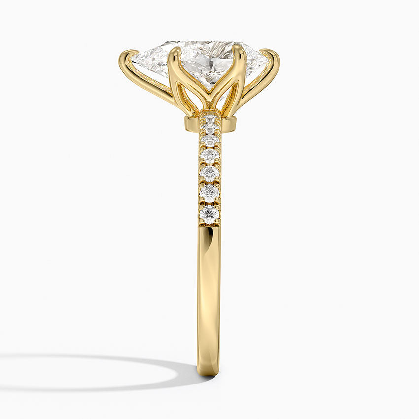 Bliss Six-Prong Diamond Ring (1/6 ct. tw.) - Pear Center Stone