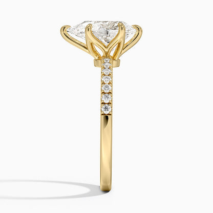 Bliss Six-Prong Diamond Ring (1/6 ct. tw.) - Pear Center Stone
