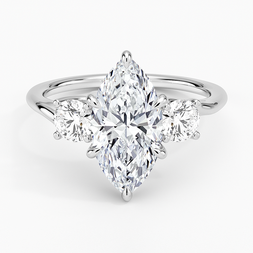 Luxe Delilah Three Stone Diamond Ring - Marquise Center Stone