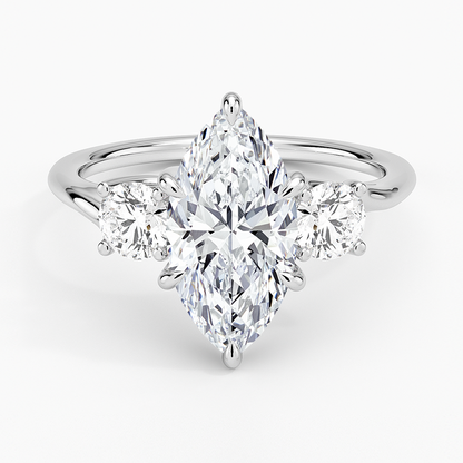 Luxe Delilah Three Stone Diamond Ring - Marquise Center Stone